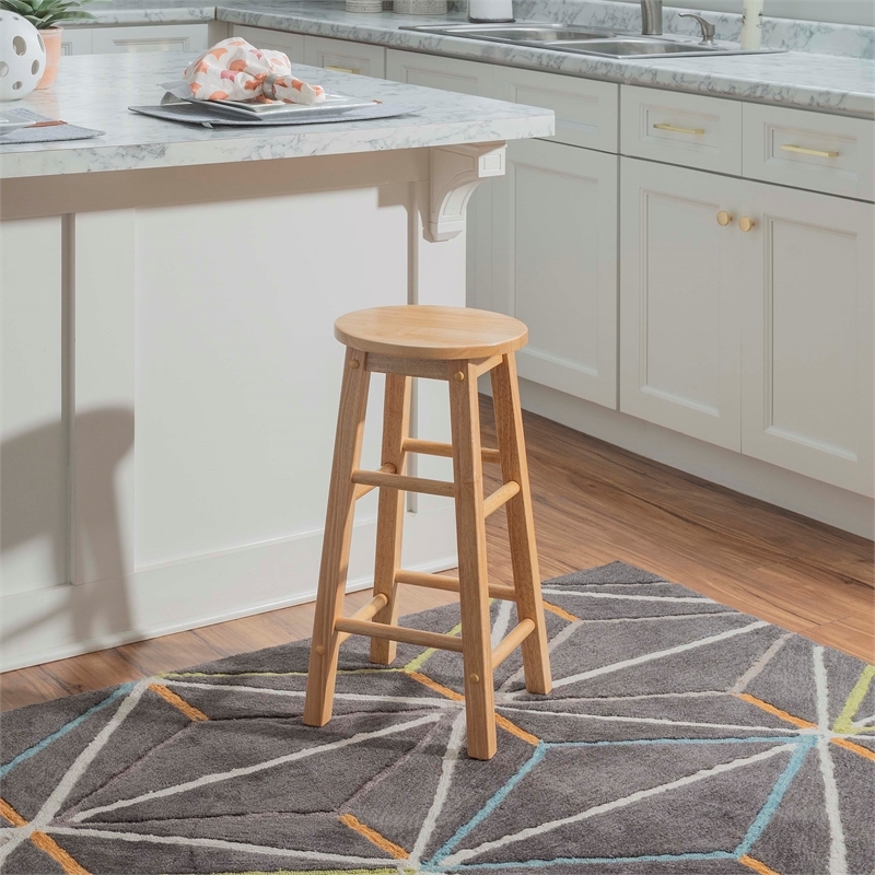 Pemberley Row Wood Brown Bar Stool Round Footrest 24