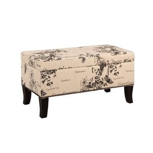 Pemberley Row Linen Botanical Ottoman Rectangular Safety Hinge 32&quot x 16&quot x 18&quot