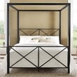 Pemberly Row Modern Queen Metal Canopy Bed in Black