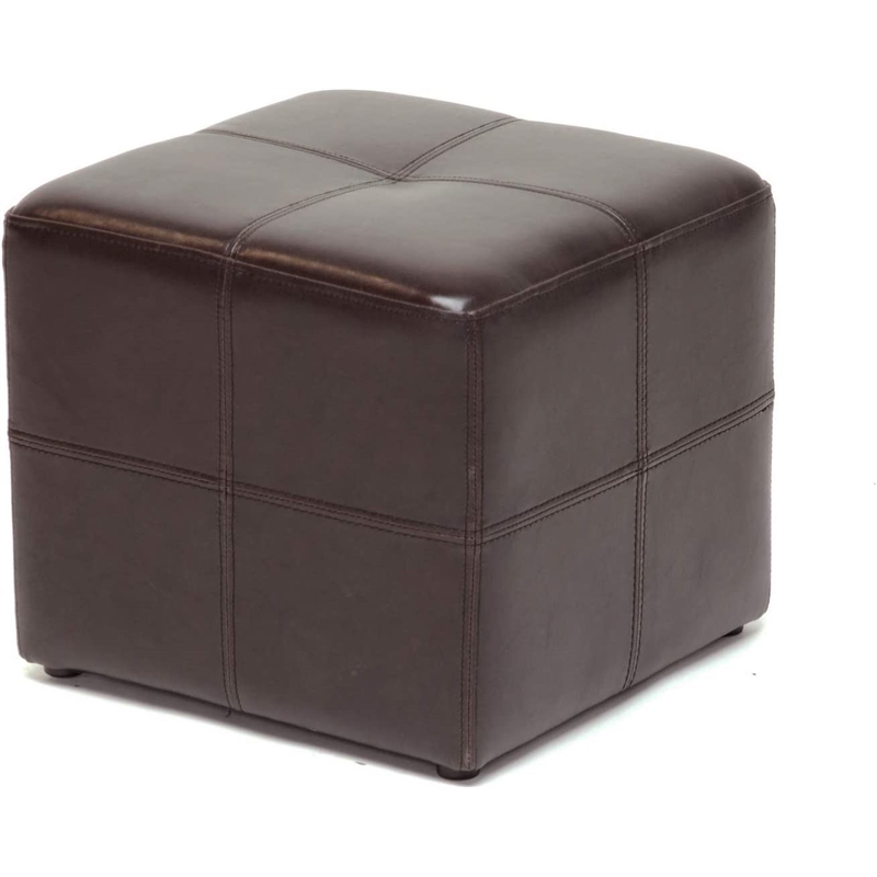 Pemberley Row Bonded Leather Dark Brown Ottoman Square 15