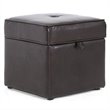 Pemberley Row Faux Leather Dark Brown Storage Ottoman Cube 15.5