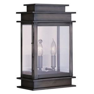 Pemberly Row 2 Light Outdoor Wall Lantern in Vintage Pewter