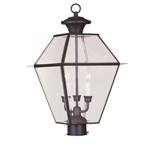 Pemberly Row 3 Light Outdoor Post Head in Bronze