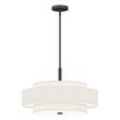 Pemberly Row 5-Light Mid-Century Metal & Fabric Pendant in Bronze/Off White