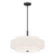 Pemberly Row 5-Light Mid-Century Metal & Fabric Pendant in Bronze/Off White