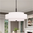 Pemberly Row 5-Light Mid-Century Metal & Fabric Pendant in Bronze/Off White
