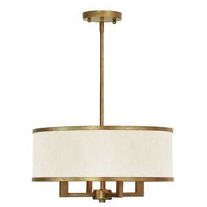 Pemberly Row 4 Light Chandelier in Hand Painted Antique Gold Leaf