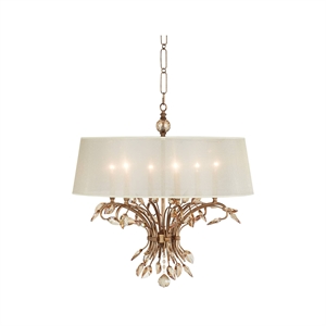 Pemberly Row 6 Light Shade Chandelier in Burnished Gold Metal