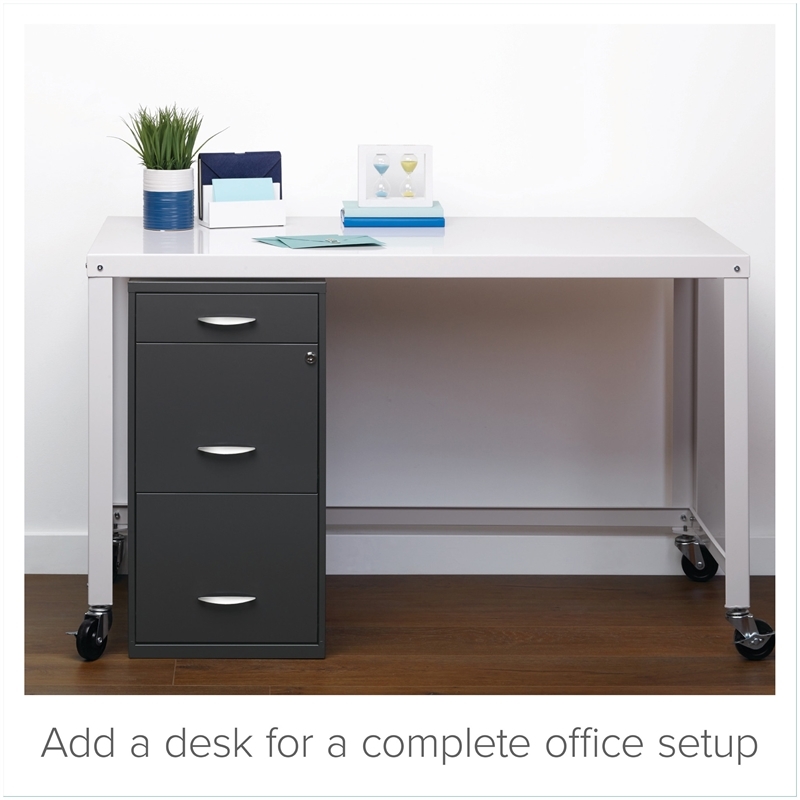 Pemberley Row Metal Charcoal Filing Cabinet Vertical 3-Drawer 27.32
