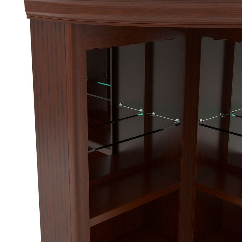 Pemberly Row Traditional Wood Corner Home Bar in Dark Cherry