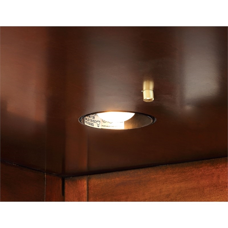 Pemberly Row Traditional Wood Corner Home Bar in Dark Cherry