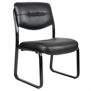 Pemberley Row Leather Black Guest Chair Rectangular Contoured Cushions 34&quot x 23&quot x 24&quot