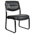 Pemberley Row Leather Black Guest Chair Rectangular Contoured Cushions 34