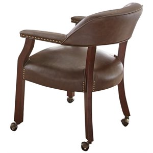 Pemberly Row Poker Table Chair with Casters in Cherry