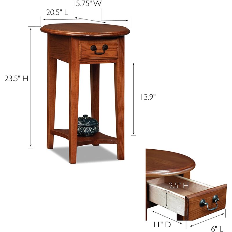 Pemberly Row Oval End Table in Medium Oak