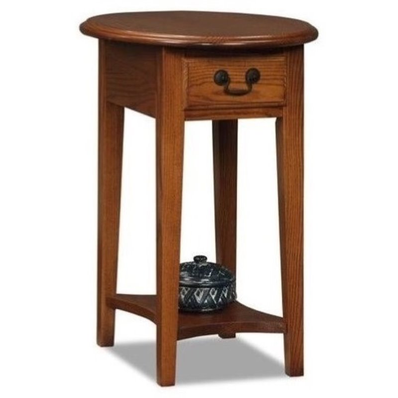 Pemberly Row Oval End Table in Medium Oak