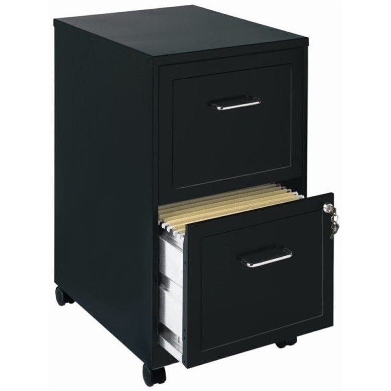 Pemberly Row 2 Drawers Vertical Black Metal Filing Cabinet Pre-assembled