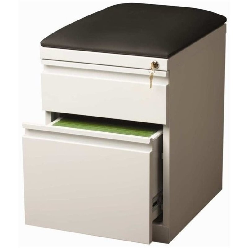 Pemberley Row Steel White/Black Mobile Filing Cabinet Rectangular 23.75