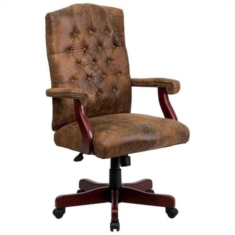 Pemberley Row Fabric Bomber Brown Office Chair Swivel High Back 43.75
