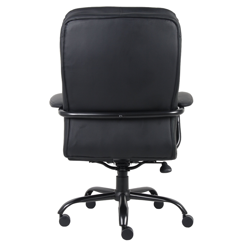 Pemberly Row Leather Upholstered Swivel Office Chair in Black