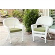 Pemberley Row Wicker White and Green Patio Chair Tufted 36