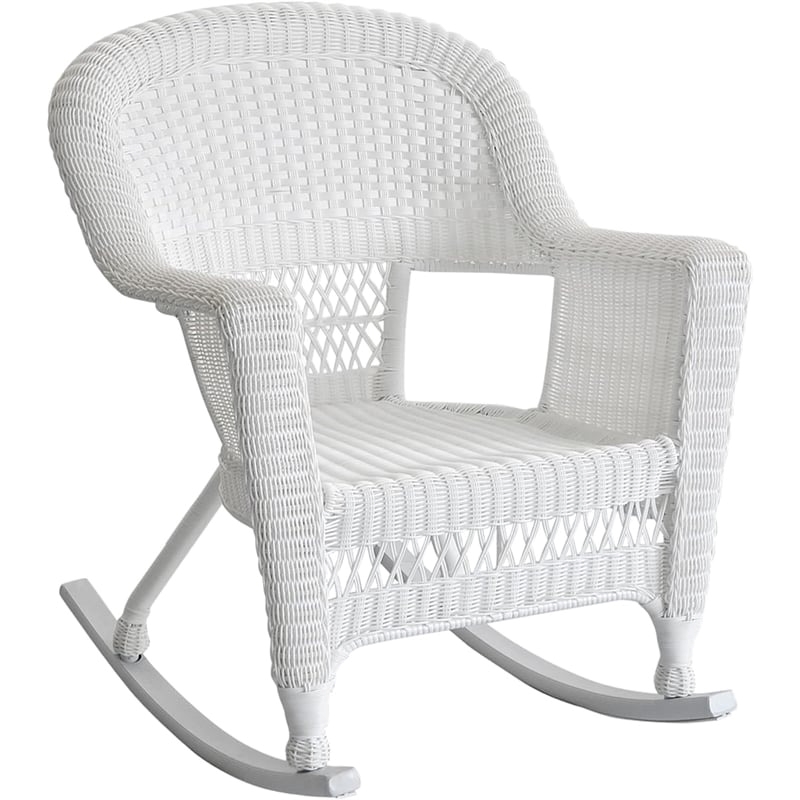 Pemberly Row Wicker / Rattan Rocker Chair in White/Blue (Set of 2)
