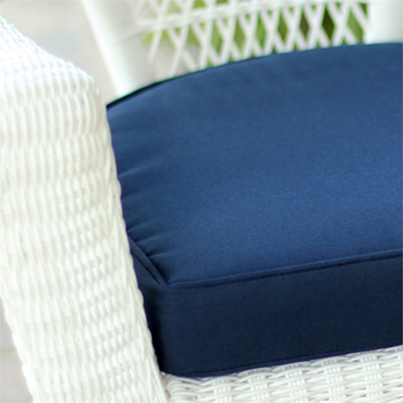 Pemberly Row Wicker / Rattan Rocker Chair in White/Blue (Set of 2)