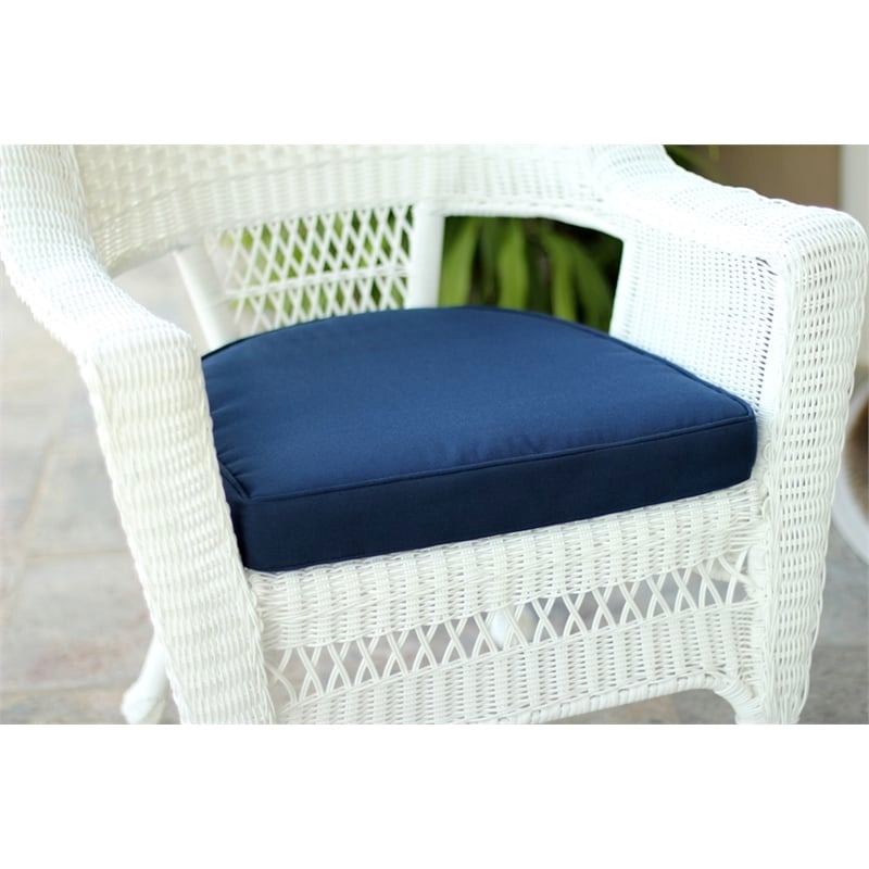 Pemberly Row Wicker / Rattan Rocker Chair in White/Blue (Set of 2)