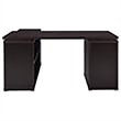 Pemberly Row Contemporary Wood L Shaped Writing Desk in Cappuccino