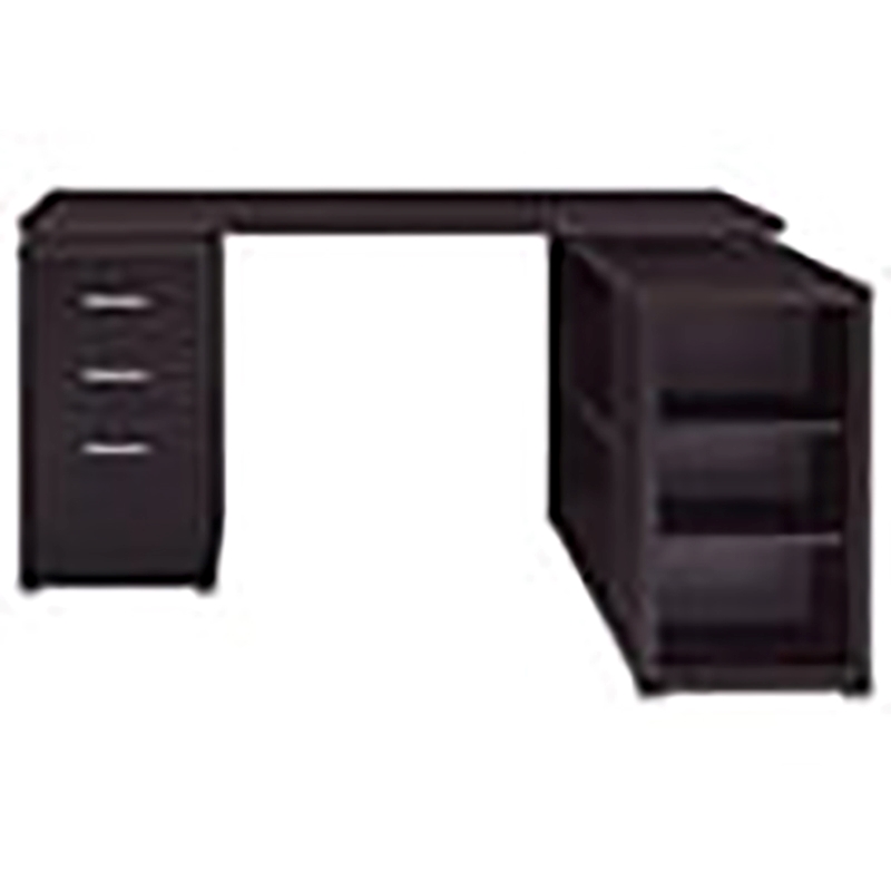 Pemberly Row Contemporary Wood L Shaped Writing Desk in Cappuccino