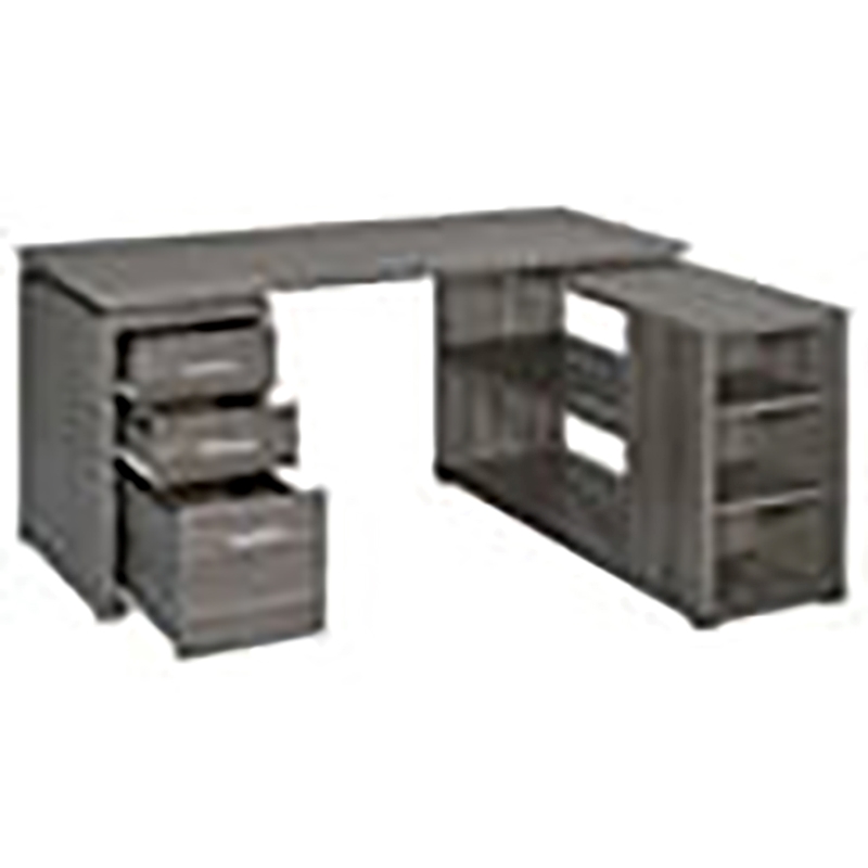 Pemberley Row Laminate Weathered Gray/Silver Writing Desk L Shape Reversible 60