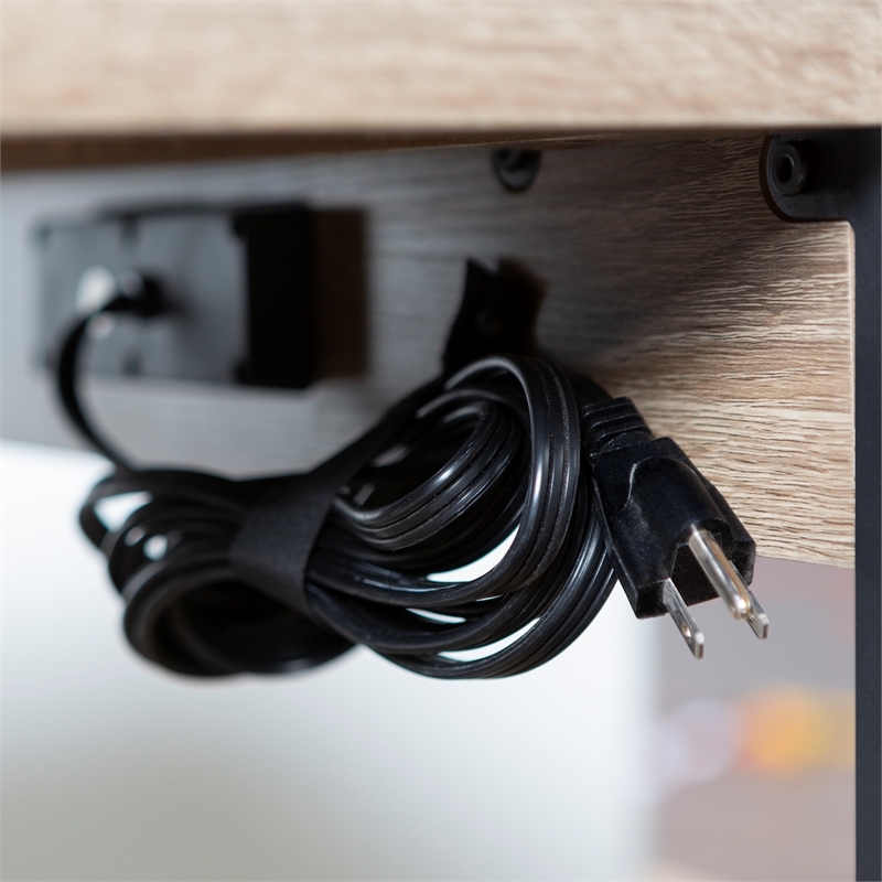 Pemberley Row MDF Driftwood Natural/Black Computer Desk Rectangular USB Port 60