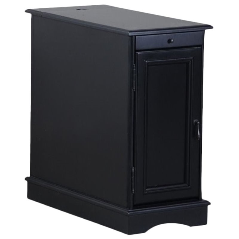 Pemberley Row MDF Black End Table Rectangular Hidden Storage 24