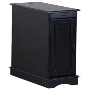 Pemberley Row MDF Black End Table Rectangular Hidden Storage 24&quot Unassembled
