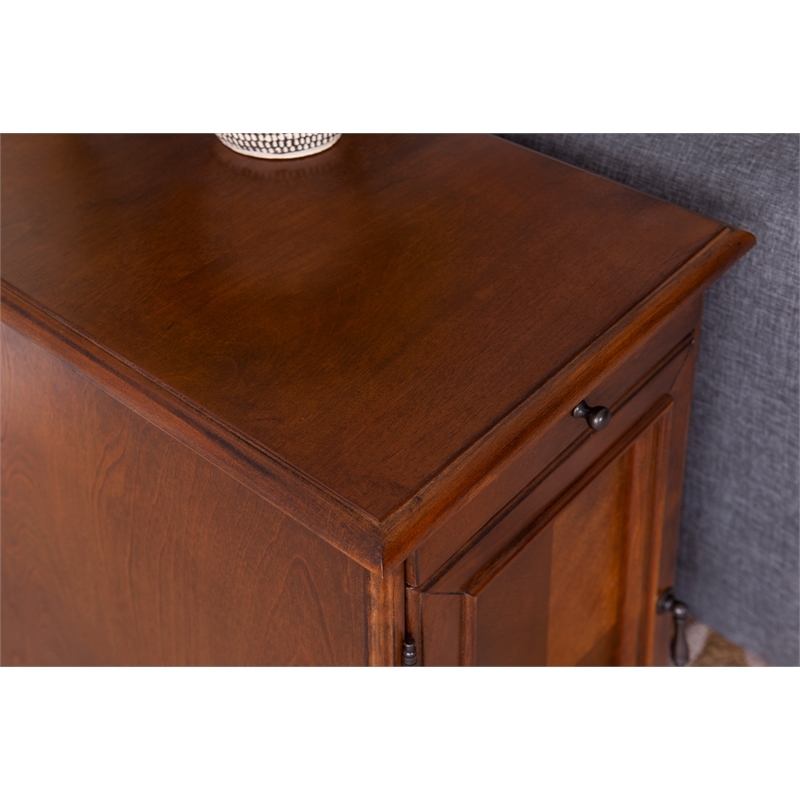 Pemberley Row MDF Poplar Wood Hazelnut Brown End Table Rectangular Hidden Storage 24