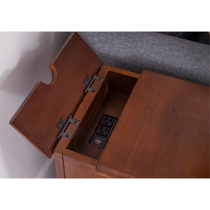 Pemberley Row MDF Poplar Wood Hazelnut Brown End Table Rectangular Hidden Storage 24