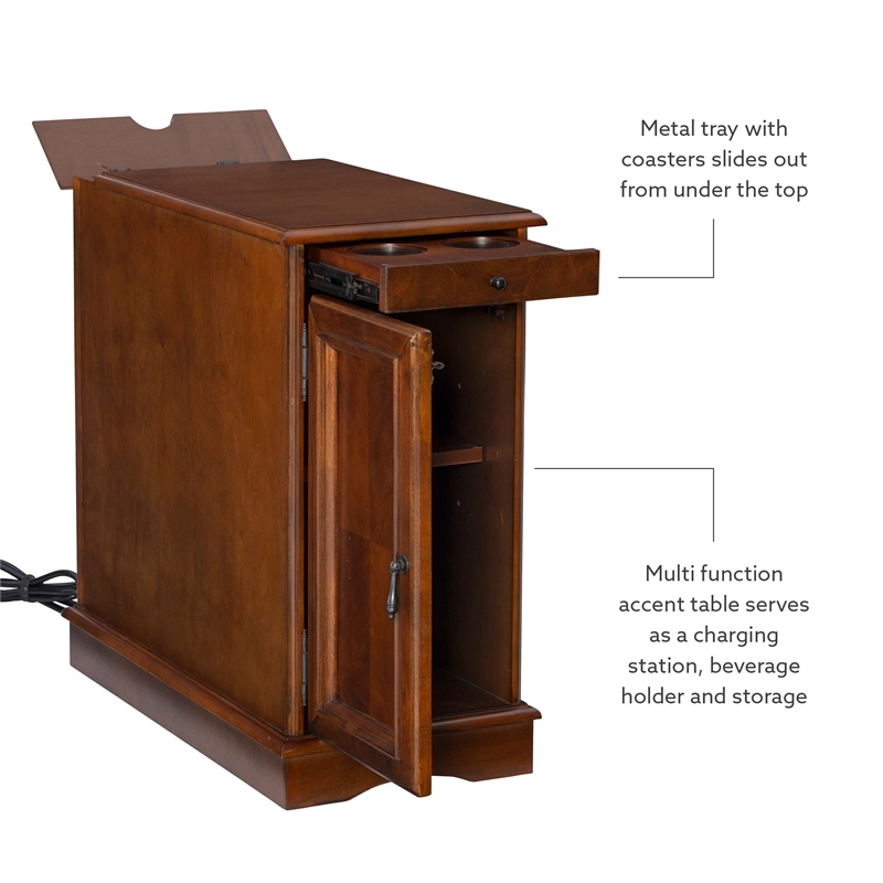 Pemberley Row MDF Poplar Wood Hazelnut Brown End Table Rectangular Hidden Storage 24