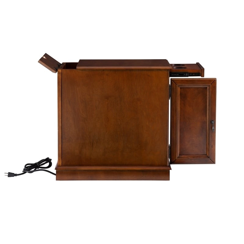 Pemberley Row MDF Poplar Wood Hazelnut Brown End Table Rectangular Hidden Storage 24