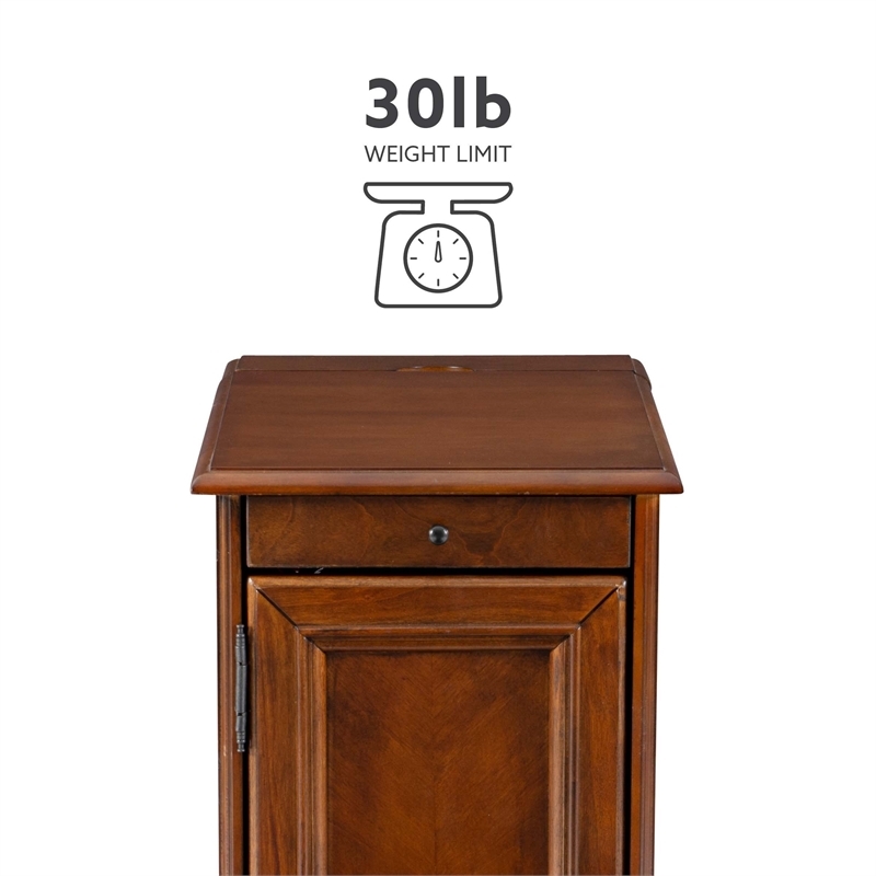 Pemberley Row MDF Poplar Wood Hazelnut Brown End Table Rectangular Hidden Storage 24