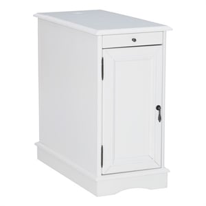 Pemberly Row 1 Door Transitional MDF/Poplar Wood End Table in White