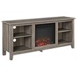 Pemberley Row MDF and Laminate Ash Gray TV Stand Rectangular Electric Fireplace Insert 58