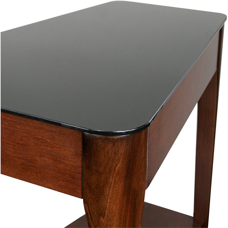 Pemberly Row Glass Top End Table in Chestnut