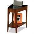 Pemberly Row Glass Top End Table in Chestnut