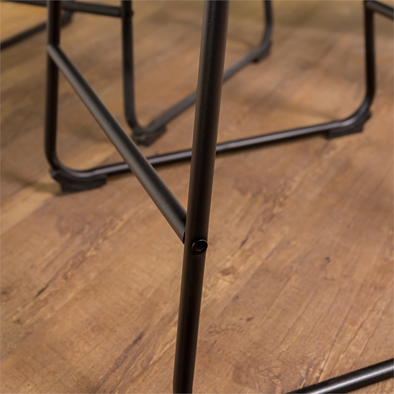Pemberly Row Faux Leather Bar Stool Chair Set of 2 in Brown - Saddle Seat