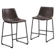Pemberly Row Faux Leather Bar Stool Chair Set of 2 in Brown - Saddle Seat