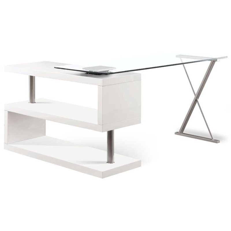 Pemberley Row Metal White Writing Desk Rectangular Modern 55.13