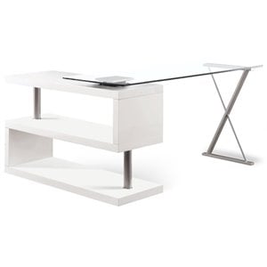 Pemberley Row Metal White Writing Desk Rectangular Modern 55.13&quot Unassembled