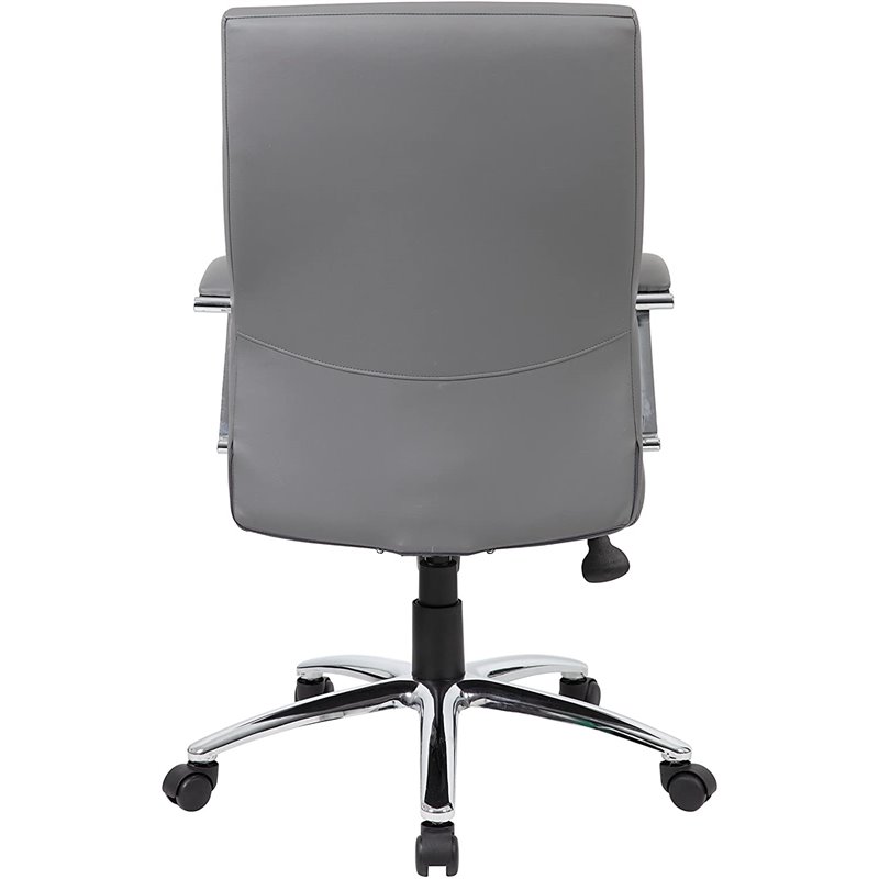 Pemberly Row Modern Faux Leather Upholstered Swivel Executive Chair in Gray