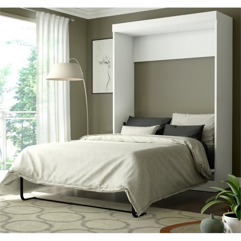 Pemberly Row Modern Wood Full Wall Bed with Hardware Included in White