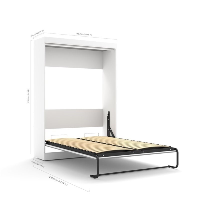 Pemberly Row Modern Wood Full Wall Bed with Hardware Included in White